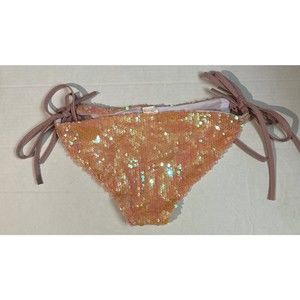 None Swim Vintage Pinkish Iridescent Bling String Bikini Swim